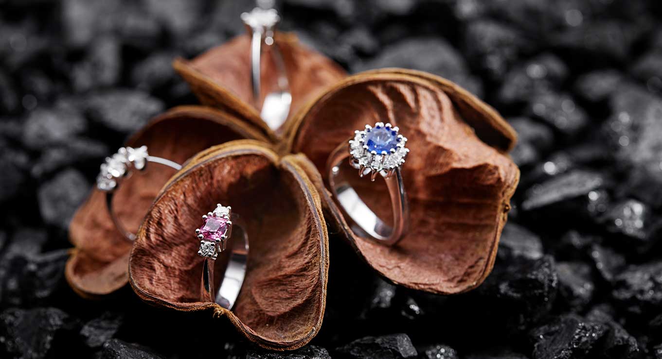 forlovelsesringe på blomsterblade